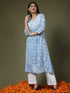 Hand embroidery Chikankari V neck Anarkali Dress | Long Kurti in Cotton For Women 2